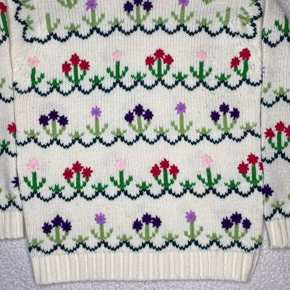 Fully Fashioned Hand Embroidered Floral Turtleneck Sweater: Size Medium - Picture 5 of 8